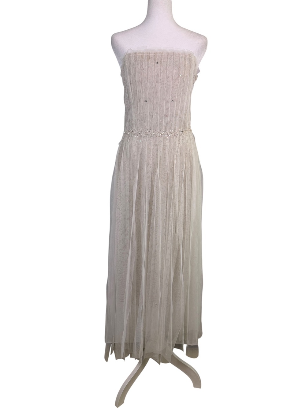 Dance In Paris Ivory Rhinestone Tulle Fairycore Midi Dress M - Picture 3 of 14